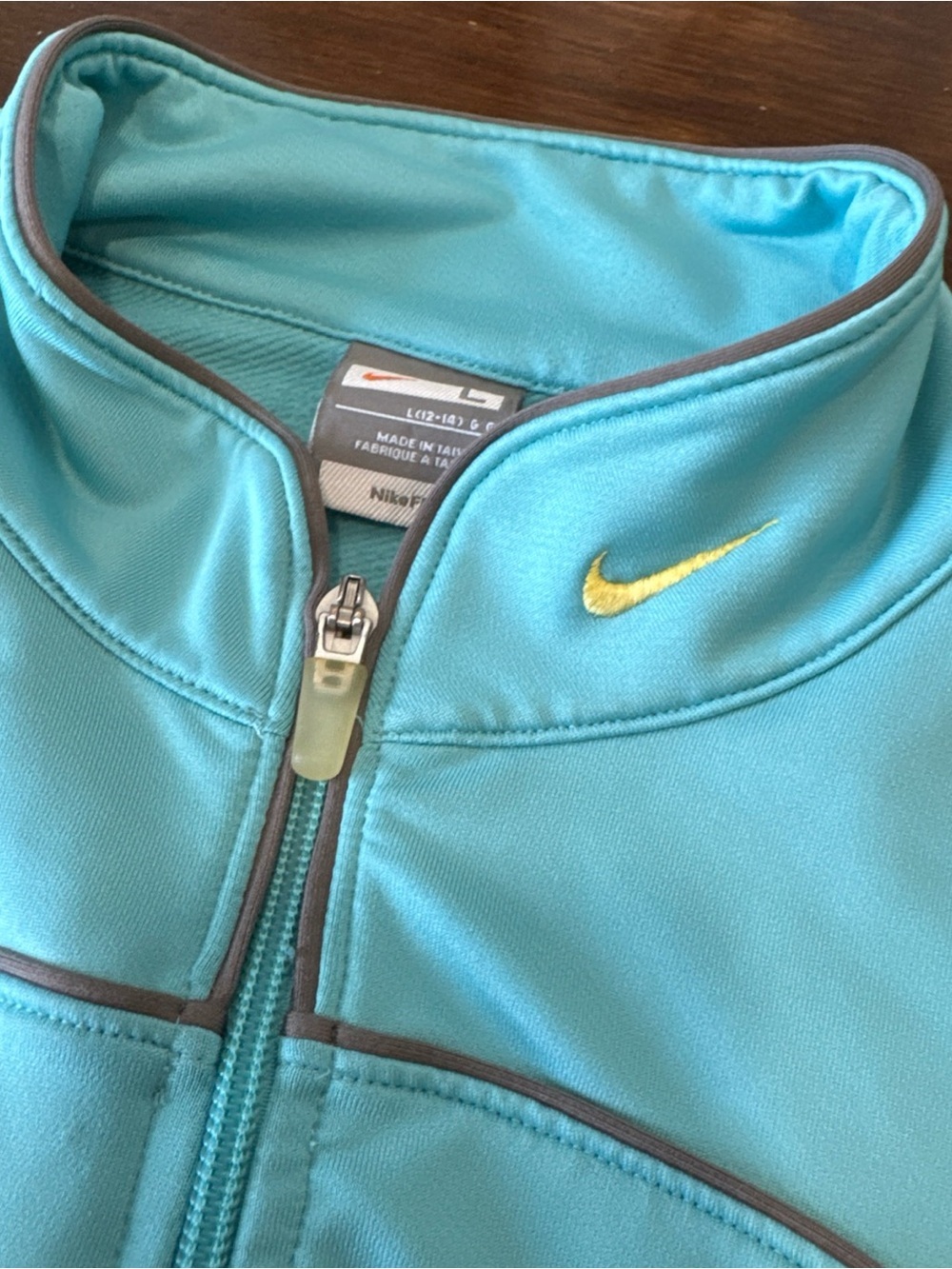 Nike Fit Dry Size L Womens Blue Full Zip Stand Collar Athletic Jacket Gray Tag - Picture 2 of 11